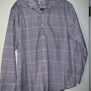 Calvin Klein Men's Lavender Plaid Dress Shirt